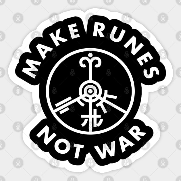 Make Runes Not War - Dark Sticker by Blighthouse Studio